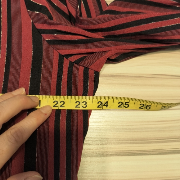 Vtg CB COLLECTIONS Top Womens 1X Striped Button up Blouse 3/4 Ruched Sleeve Red - Picture 7 of 8